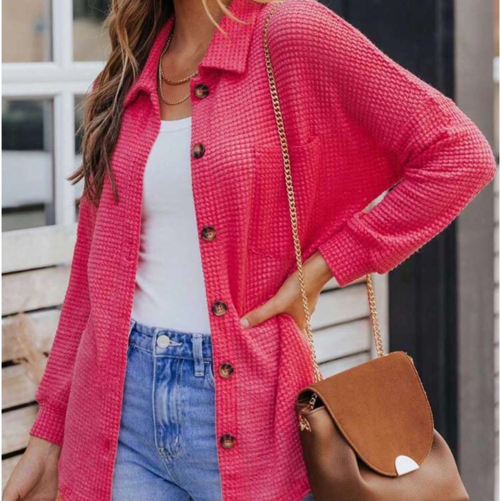 New button down front pocket jacket or top
